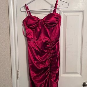 Windsor Red Satin Midi Dress